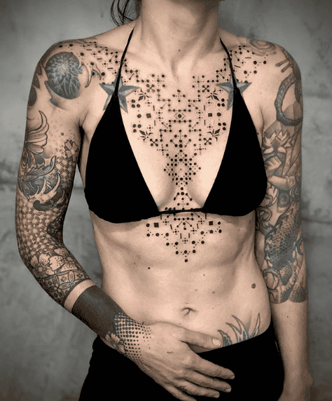 women chest tattoos