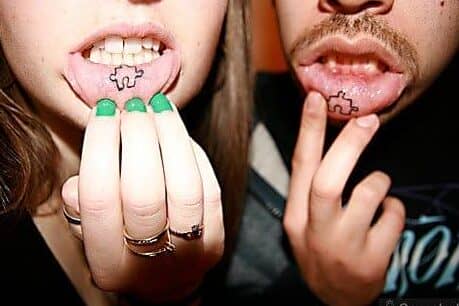 A Puzzle Tattoo on Inner Lip