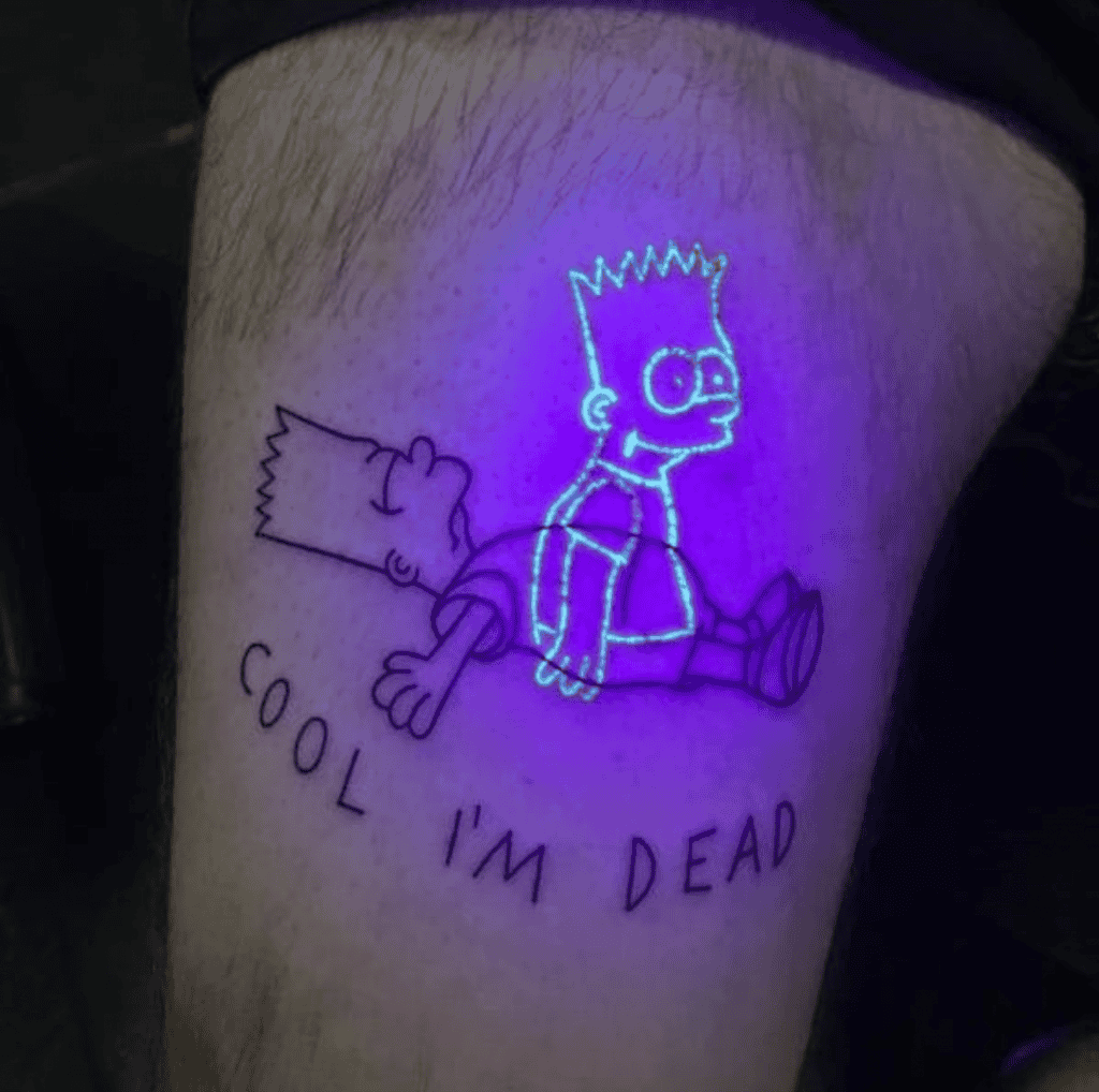 Bart Simpson Tattoo In UV Ink