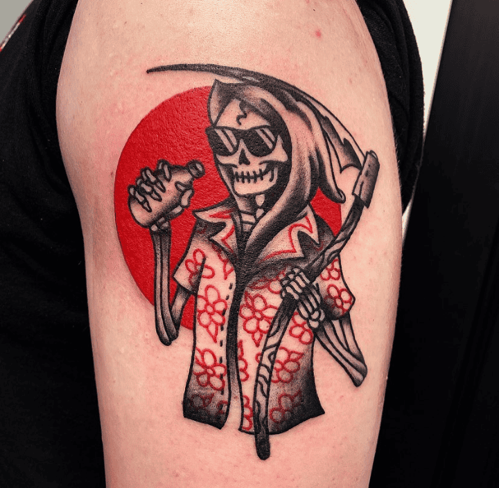 Bottoms Up Reaper Tattoo