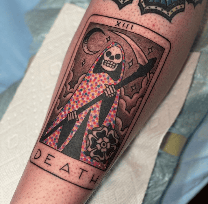“DEATH” On The Card Tattoo