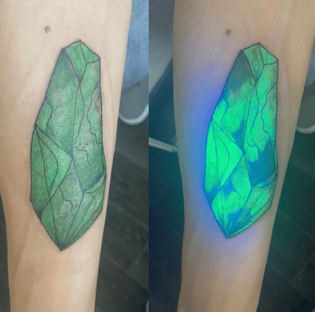 Glow In the Dark Emerald Tattoo