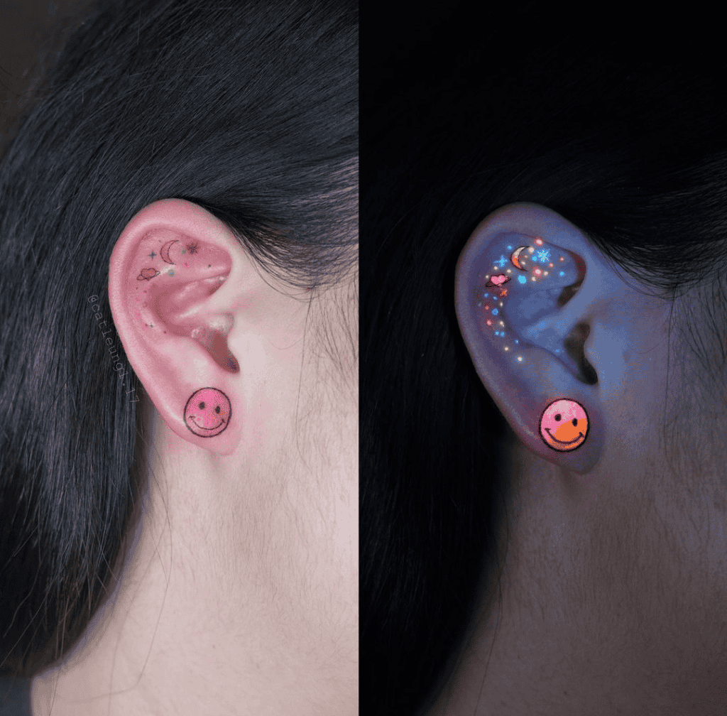 Glowy Ear Tattoo