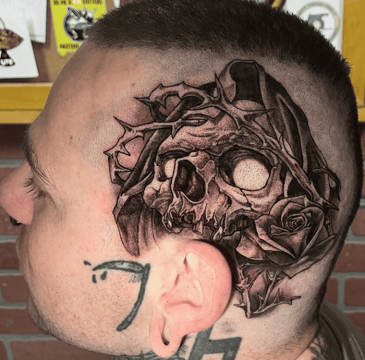 Grim Reaper Tattoo On Head