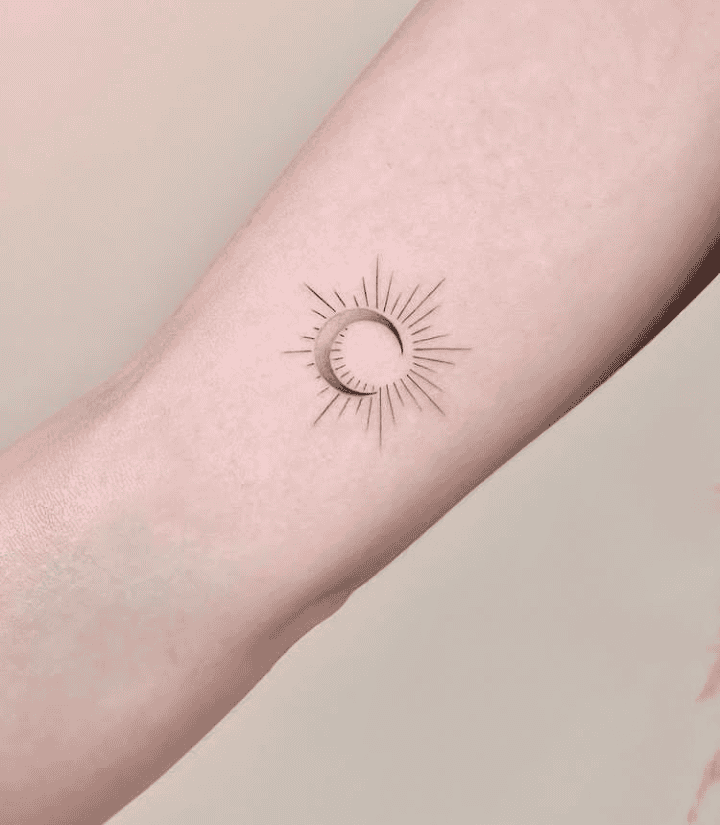 Simple Sun And Moon Tattoo