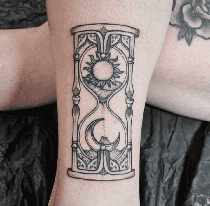 Sun And Moon Hourglass Tattoo