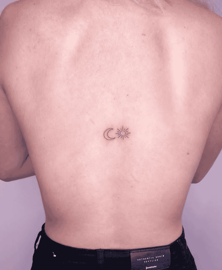 Tiny Sun And Moon Tattoo