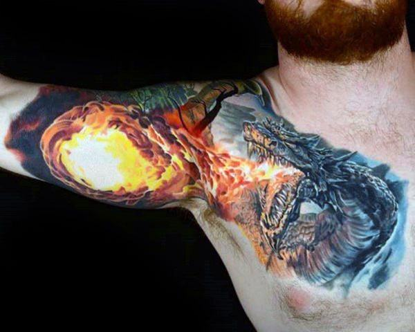 Fire-Breathing Dragon Tattoo