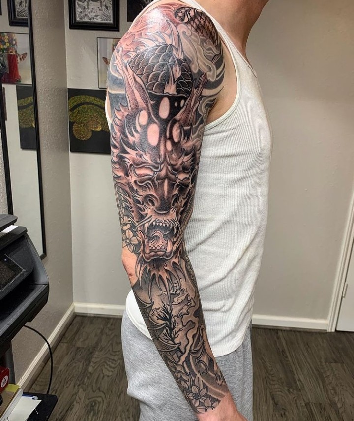 Full Sleeve Dragon Tattoo