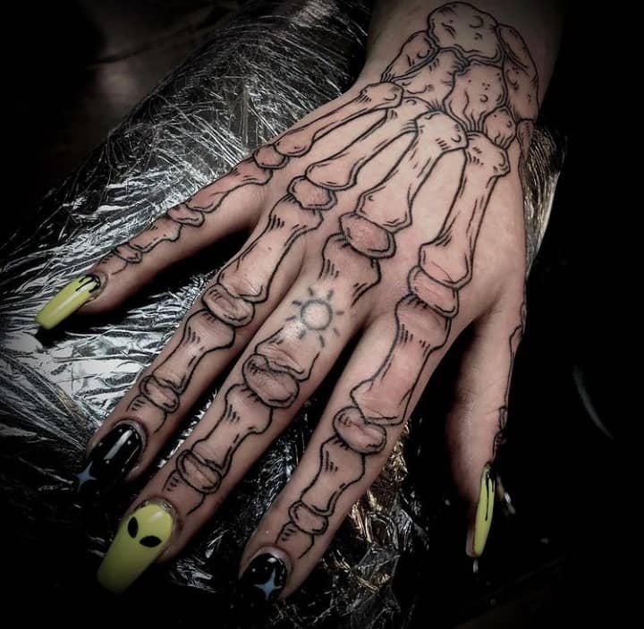 Henna Style Hand Skeleton Tattoo