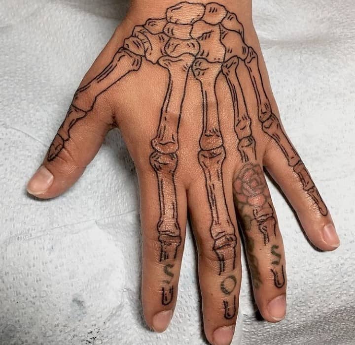 Laid-Back Skeleton Hand Tattoo