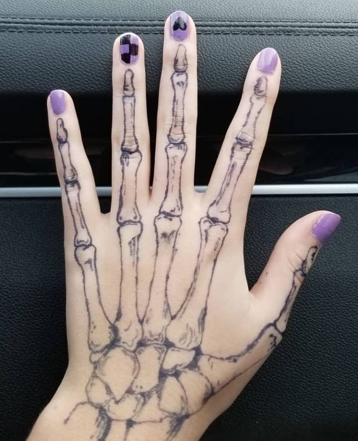 Skeleton Hand Outline Tattoo