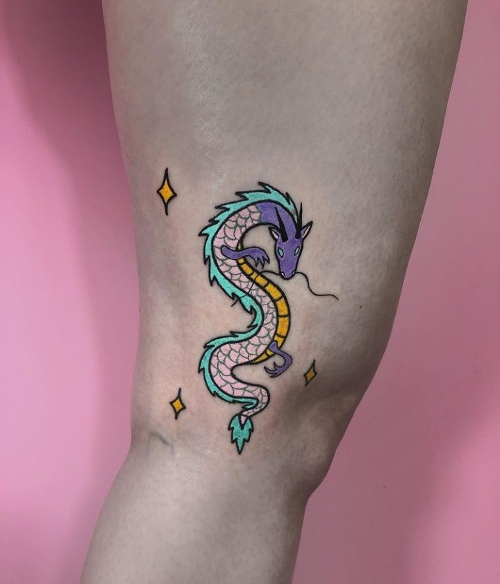 Subtle Dragon Tattoo on Leg