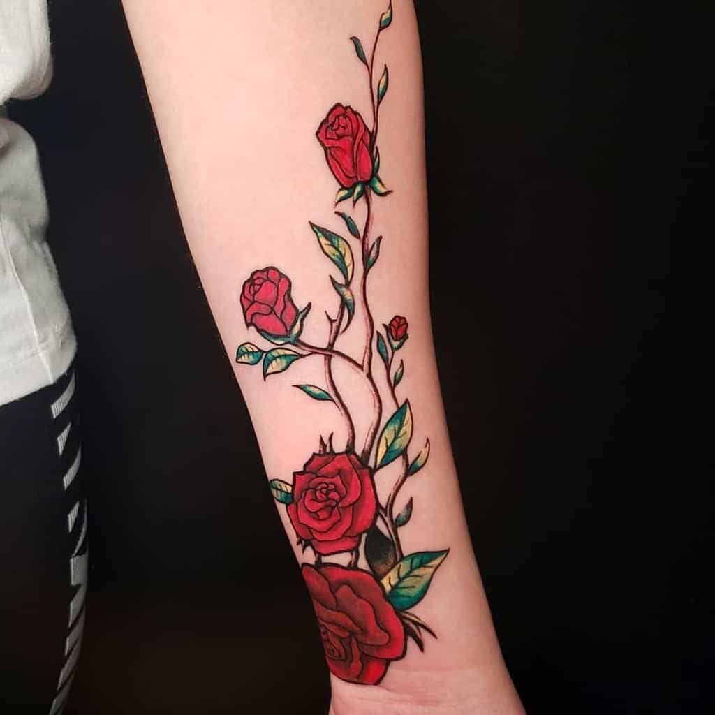 Beautiful Rose Vine Tattoo Design