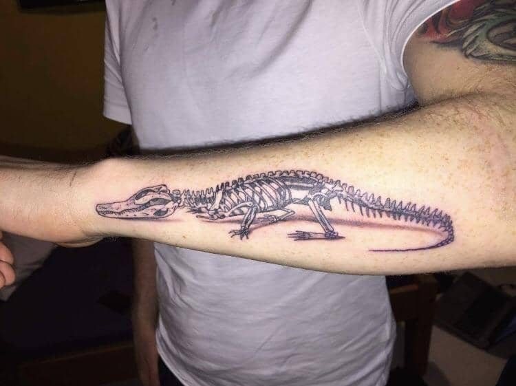 Crocodile Tattoo with Bones