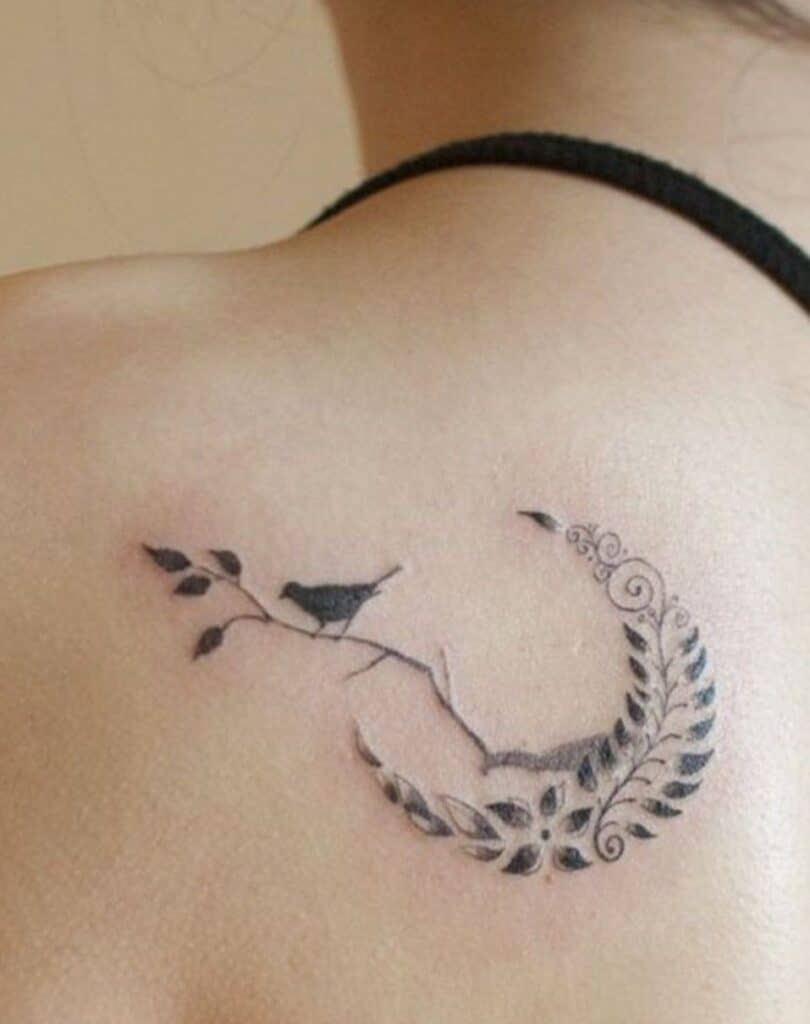 Vine On The Moon Tattoo Design