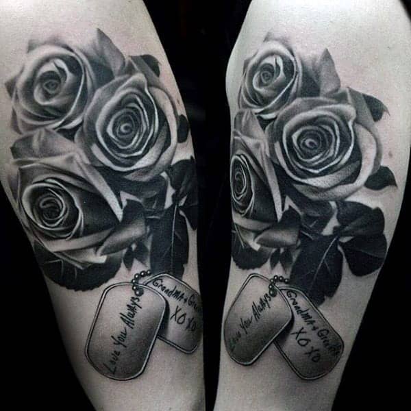 Black Flower Memorial Tattoo