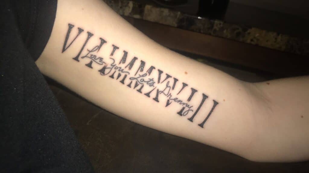 Roman Numeral Memorial Tattoo