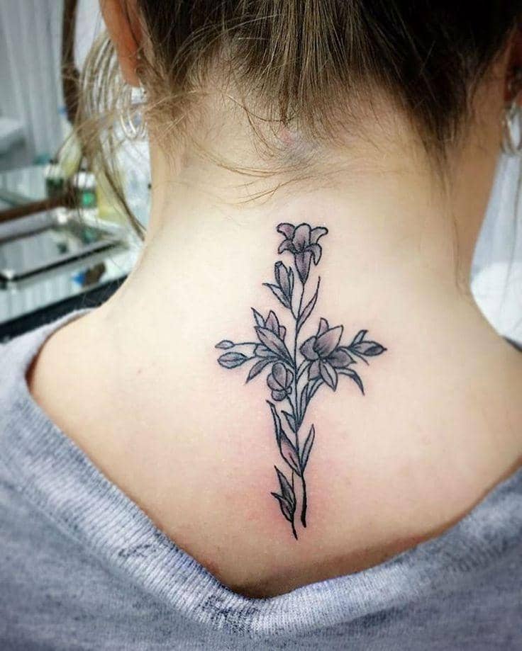 Vertical Hope Tattoo With A Lily