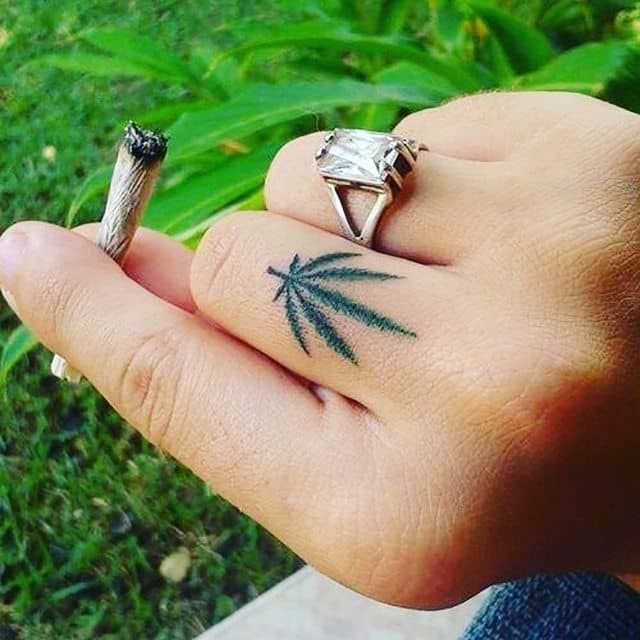 A Marijuana Tattoo Inked on the Ankle