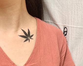 Marijuana Flower Inked on the Neck