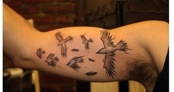Avian Inner Bicep Tattoos