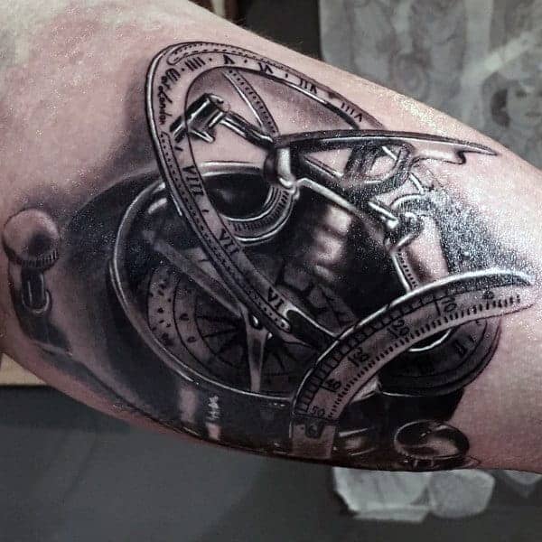 Greyscale Inner Bicep Tattoos