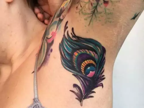 Peacock Feathers Armpit Tattoo Design
