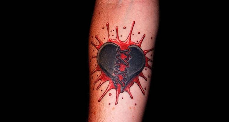 An Intricate Design of a Heart With Blood Swirling Around It