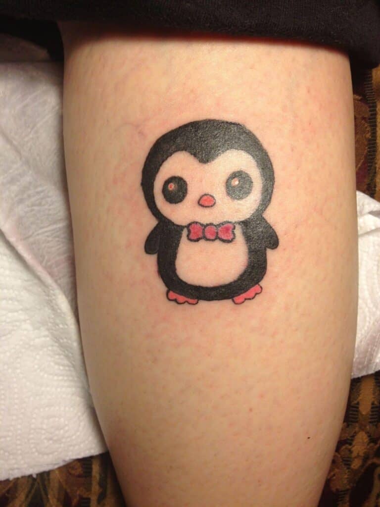 Penguin with Bow Tie Tattoo