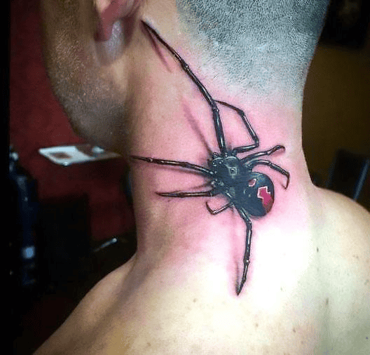 Asymmetrical Black Widow Spider Tattoo