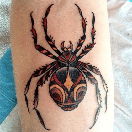 Black Widow Aztec Print Spider Tattoo