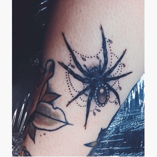 Black Widow Jeweled Spider Tattoo