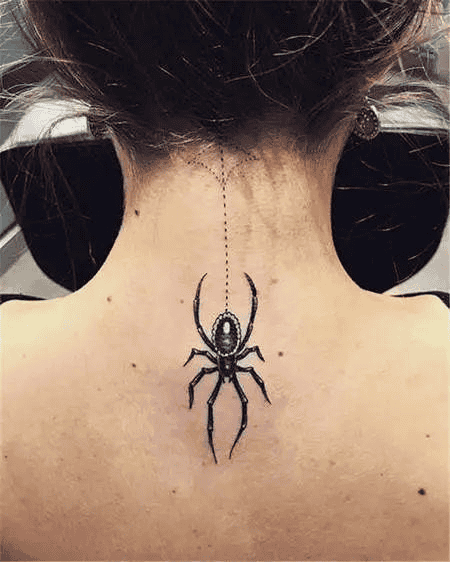 Hanging from the Web Spider Tattoo
