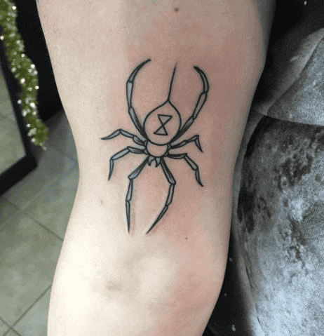 Minimalist Black Widow Spider Tattoo