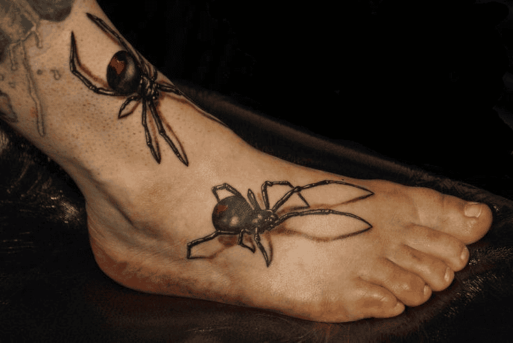 Multiple Black Widow Spider Tattoo