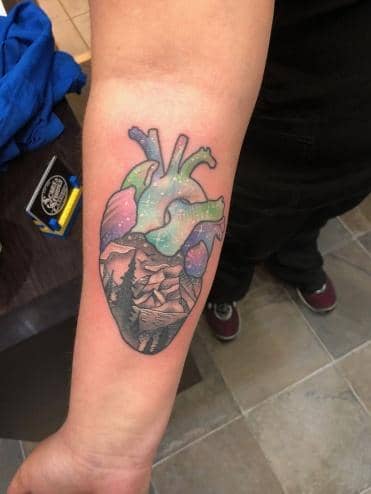 Aurora Borealis and Heart Tattoo