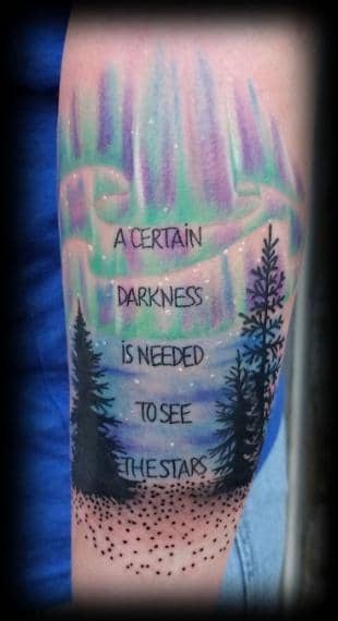 Aurora Borealis with Quotes Tattoo