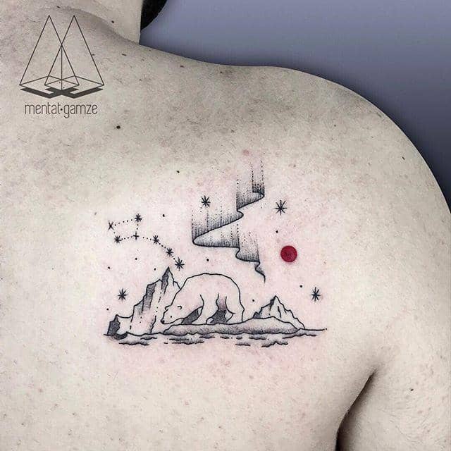 Polar Bear and Aurora Borealis Tattoo