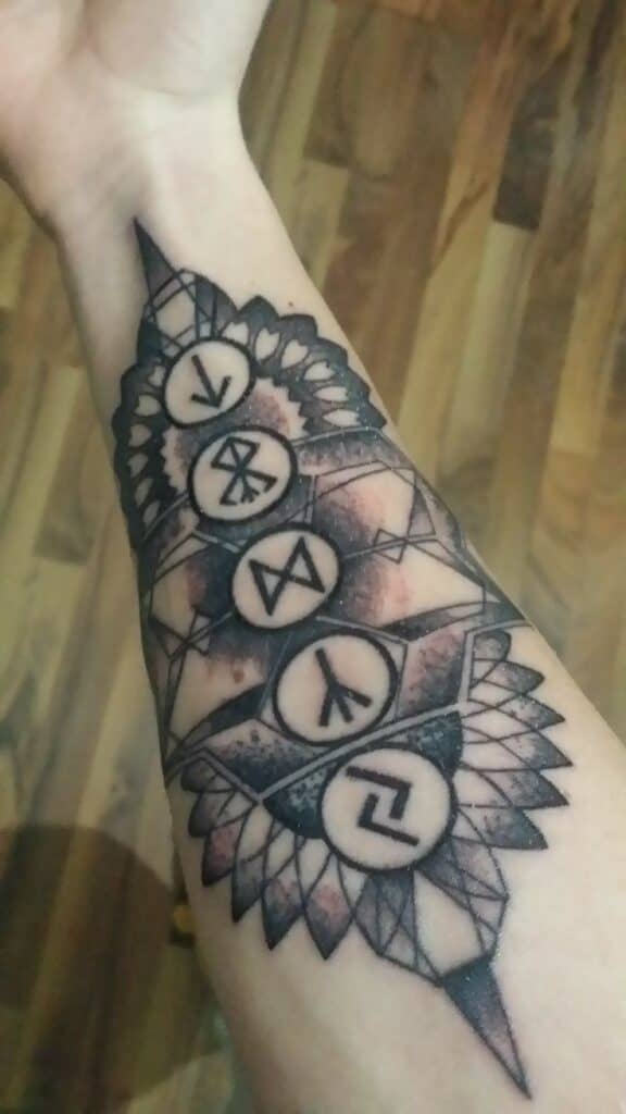 Runes And Armor Tattoo