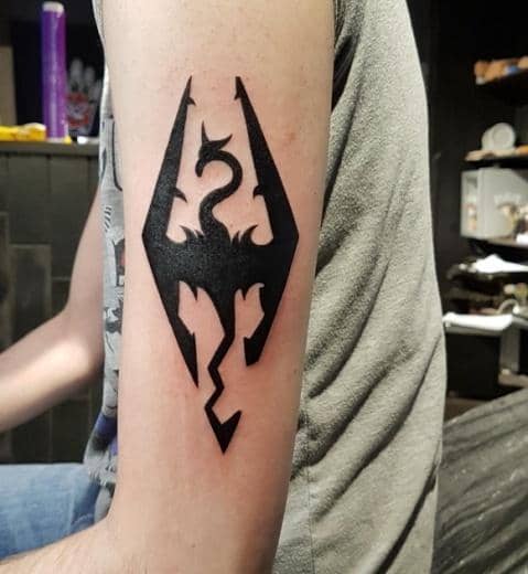 Skyrim Black and White Dragon Tattoo