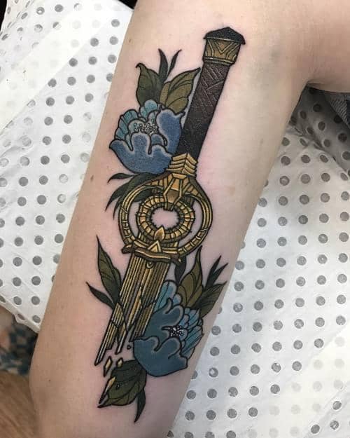 Sword and Flower Tattoo